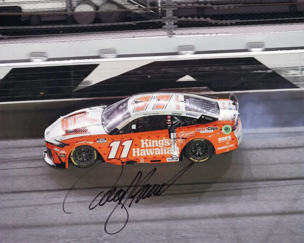 Autographed 2025 Denny Hamlin #11 King's Hawaiian Racing - Daytona Speedway Car Signed 8X10 Inch Picture Nascar Glossy Photo With Coa 1
