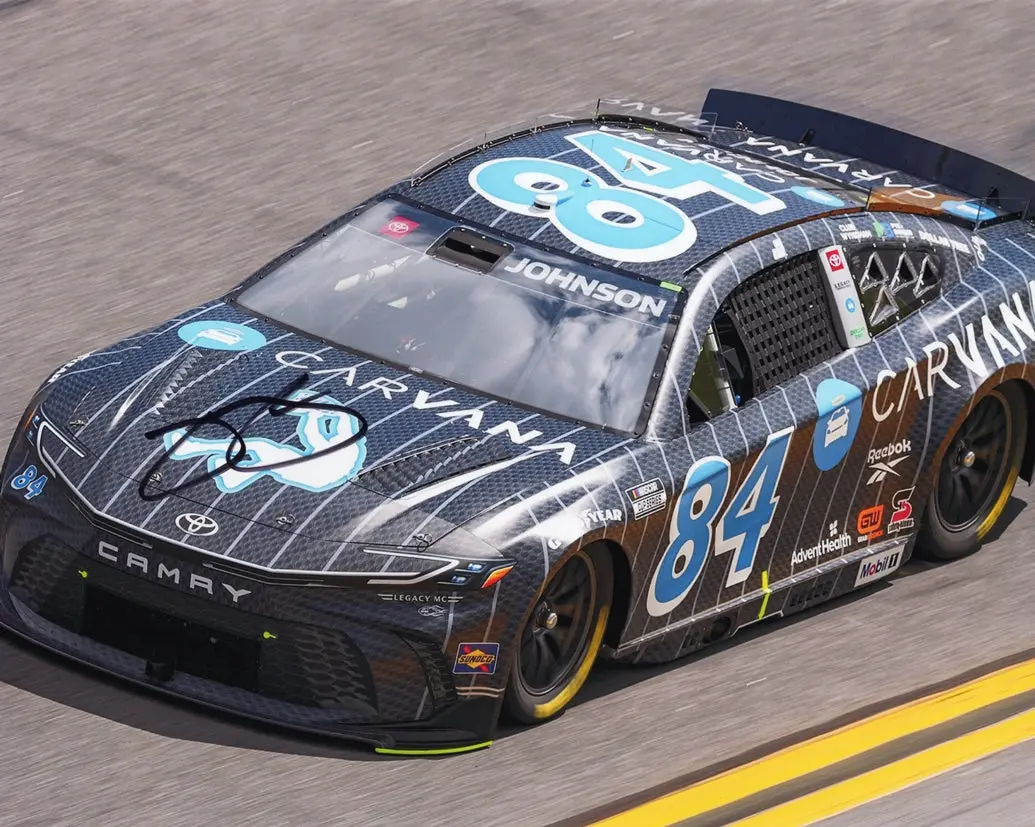 Autographed 2025 Jimmie Johnson #84 Carvana - Daytona 500 Shaq Car (On-Track) Signed 8X10 Inch Picture Nascar Glossy Photo With Coa 1
