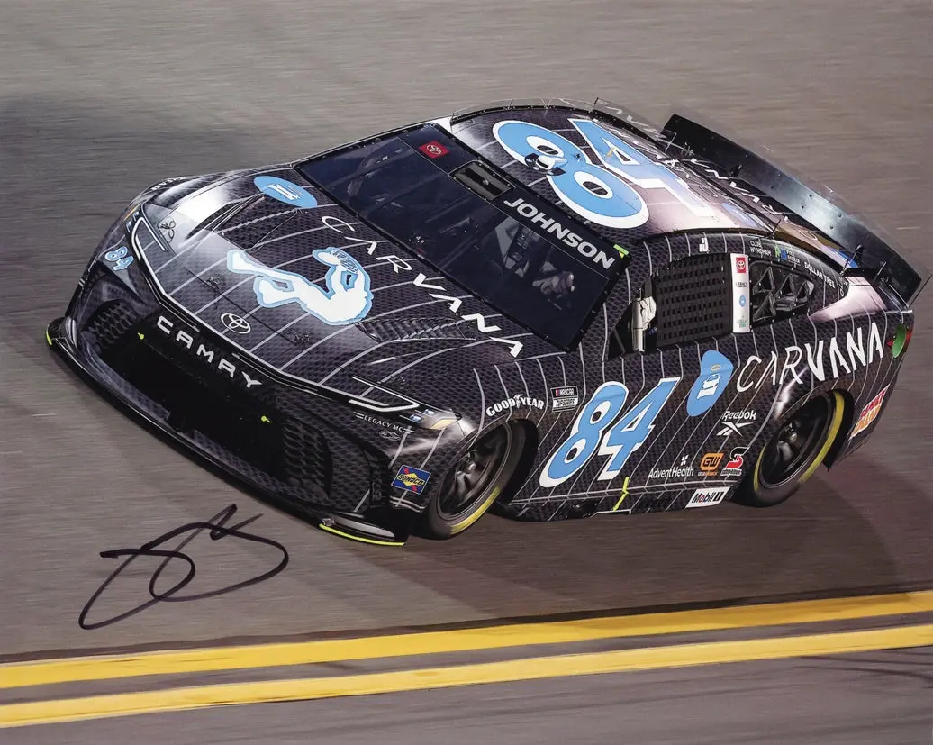 Autographed 2025 Jimmie Johnson #84 Carvana Racing - Daytona 500 Car (On-Track Shaq) Signed 8X10 Inch Picture Nascar Glossy Photo With Coa 1