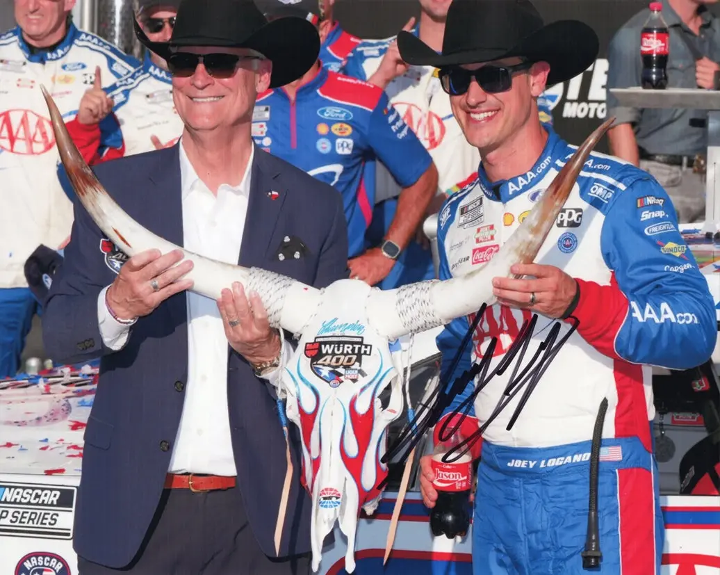 Autographed 2025 Joey Logano #22 Aaa Racing - Texas Race Win (Cowboy Hat Trophy) Signed 8X10 Inch Picture Nascar Glossy Photo With Coa 1
