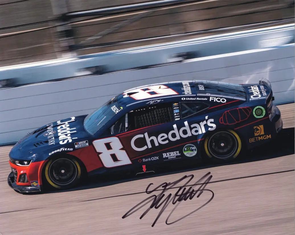 Autographed 2025 Kyle Busch #8 Cheddar's Racing - Kansas Speedway Race (Hollywood Casino 400) Signed 8X10 Inch Picture Nascar Glossy Photo With Coa 1