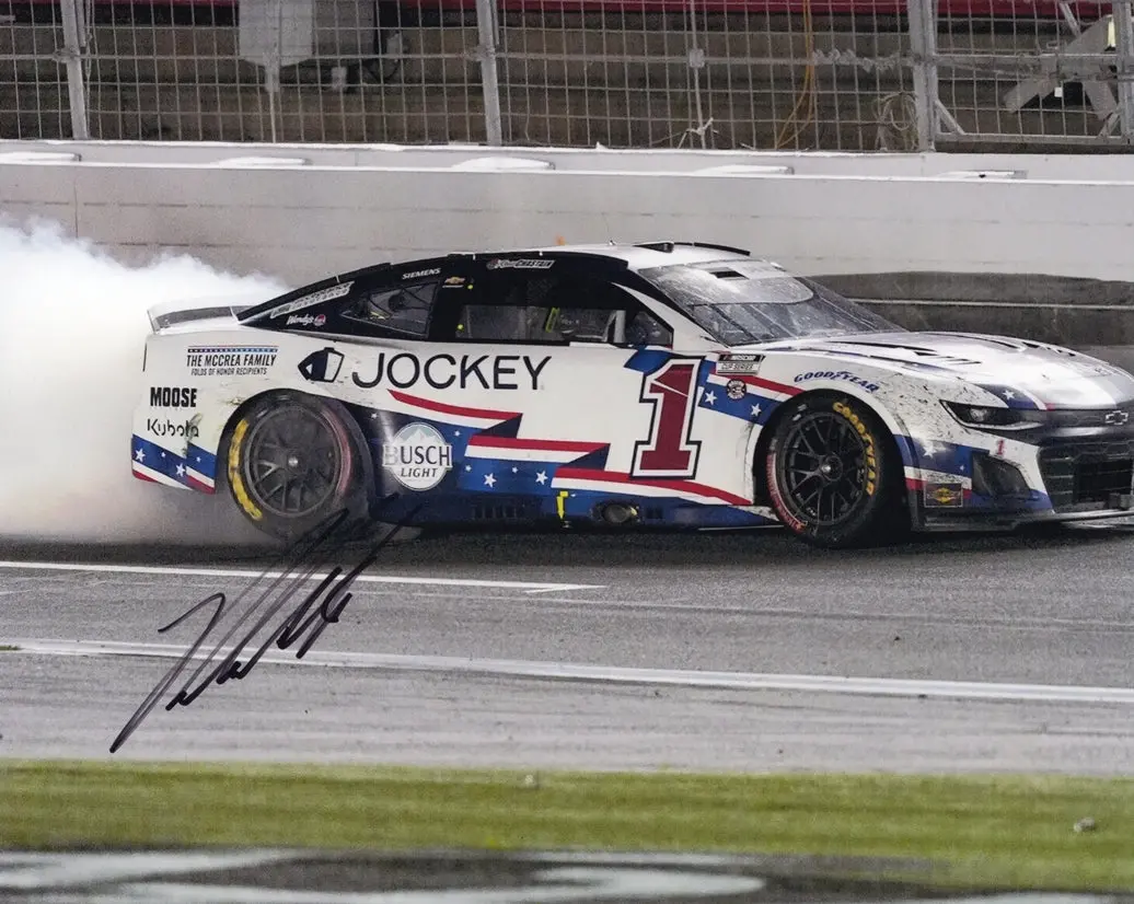 Autographed 2025 Ross Chastain #1 Jockey - Coca-Cola 600 Race Win (Victory Burnout) Signed 8X10 Inch Picture Nascar Glossy Photo With Coa 1