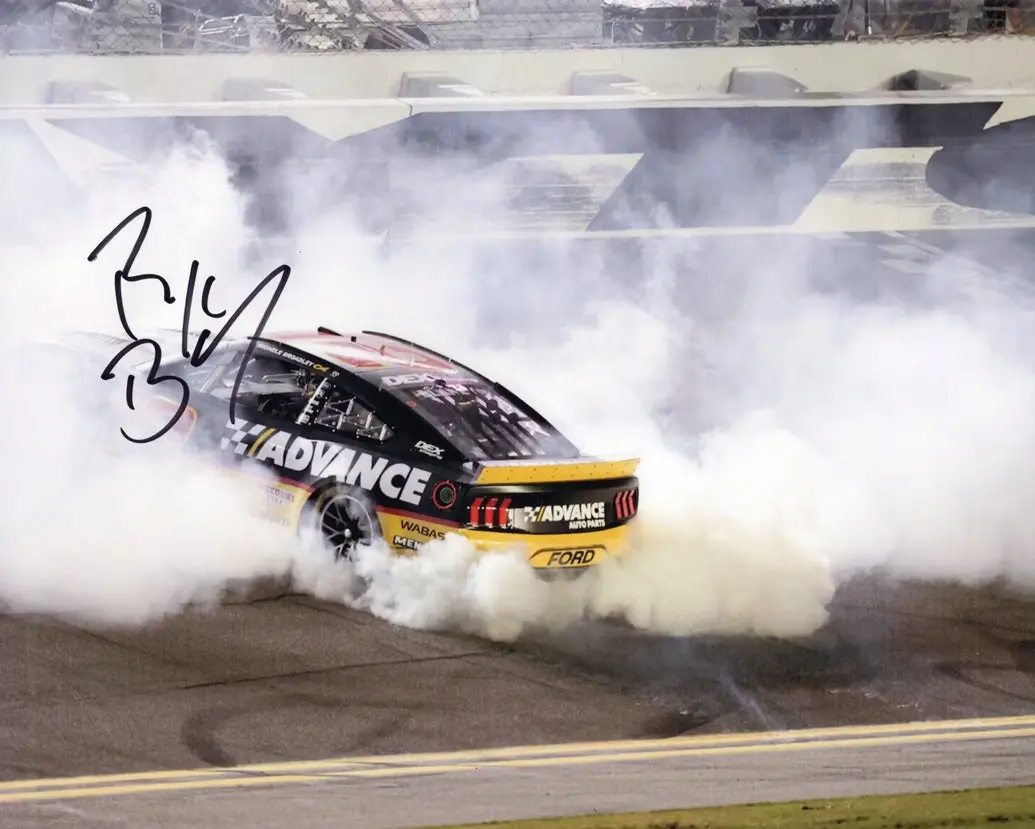 Autographed 2025 Ryan Blaney #12 Advance Auto - Daytona Night Race Win (Victory Burnout) Signed 8X10 Inch Picture Nascar Glossy Photo With Coa 1