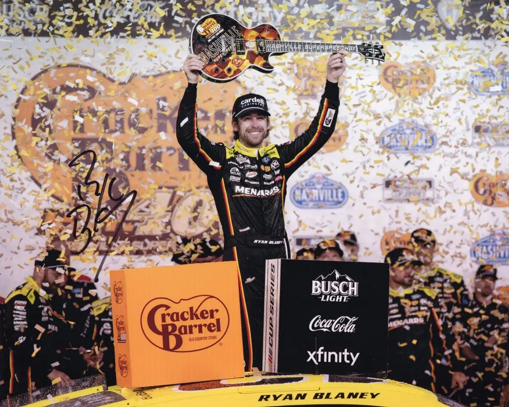 Autographed 2025 Ryan Blaney #12 Menards - Nashville Race Win (Victory Lane Guitar) Signed 8X10 Inch Picture Nascar Glossy Photo With Coa 1