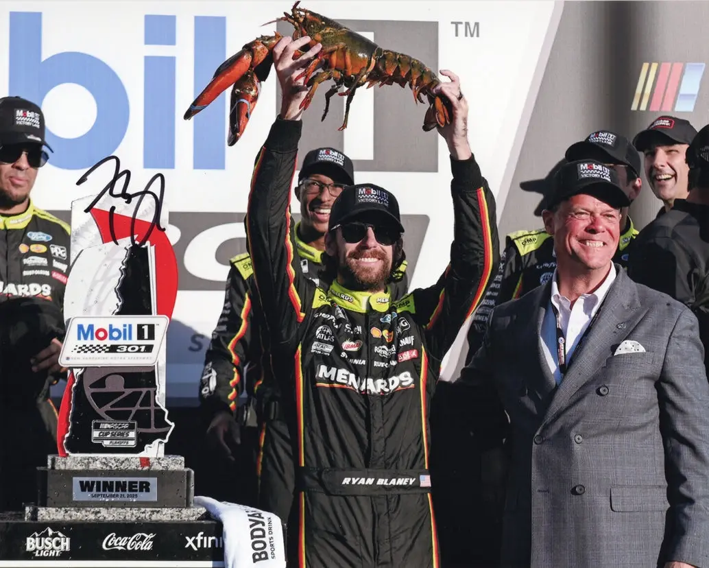 Autographed 2025 Ryan Blaney #12 Menards - New Hampshire Race Win (Lobster Victory Lane) Signed 8X10 Inch Picture Nascar Glossy Photo With Coa 1