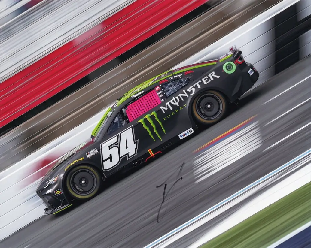 Autographed 2025 Ty Gibbs #54 Monster Toyota - Charlotte Roval Race (Pink Window Net) Signed 8X10 Inch Picture Nascar Glossy Photo With Coa 1