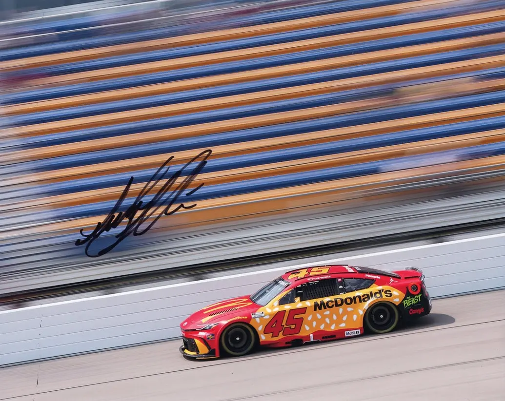 Autographed 2025 Tyler Reddick #45 Mcdonalds Toyota - 23Xi Racing Signed 8X10 Inch Picture Nascar Glossy Photo With Coa 1