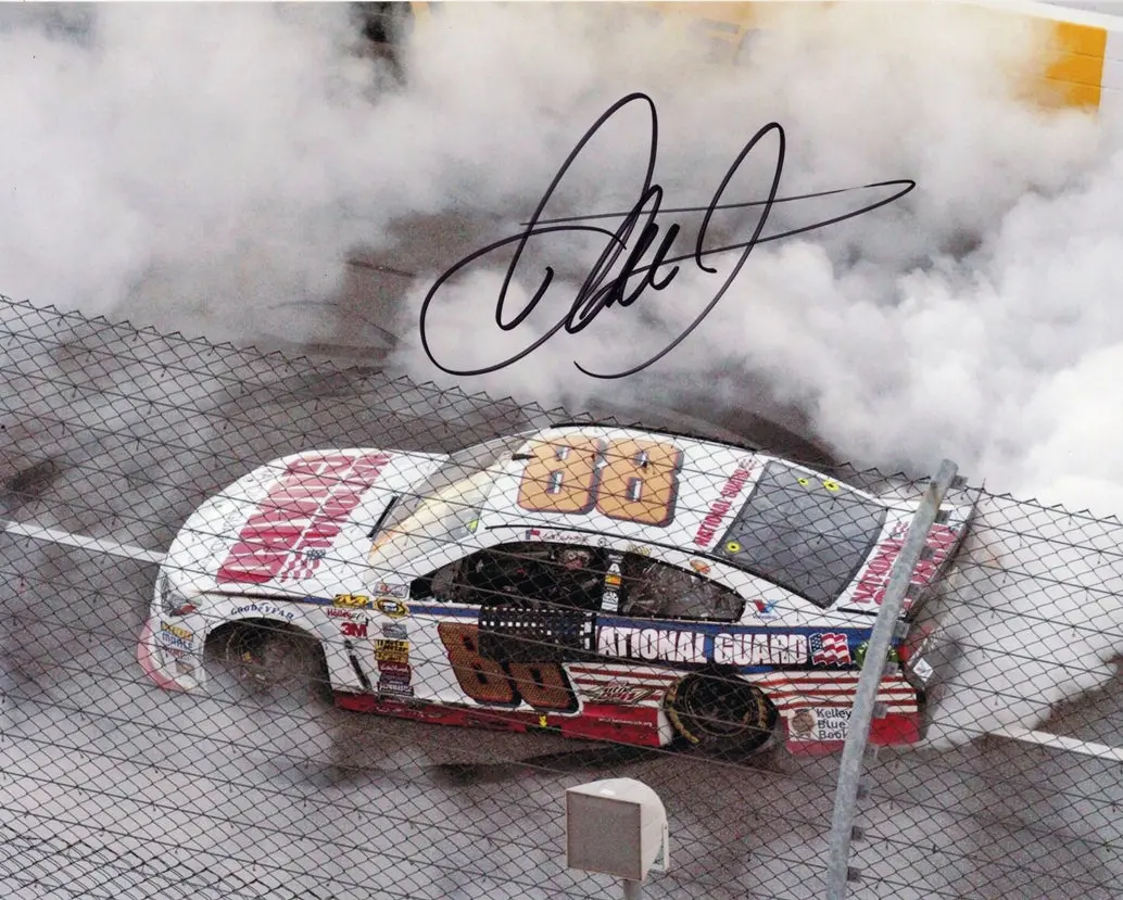 Autographed 2014 Dale Earnhardt Jr. #88 National Guard - Martinsville Race Win (Burnout) Signed 8X10 Inch Picture Nascar Glossy Photo With Coa 1