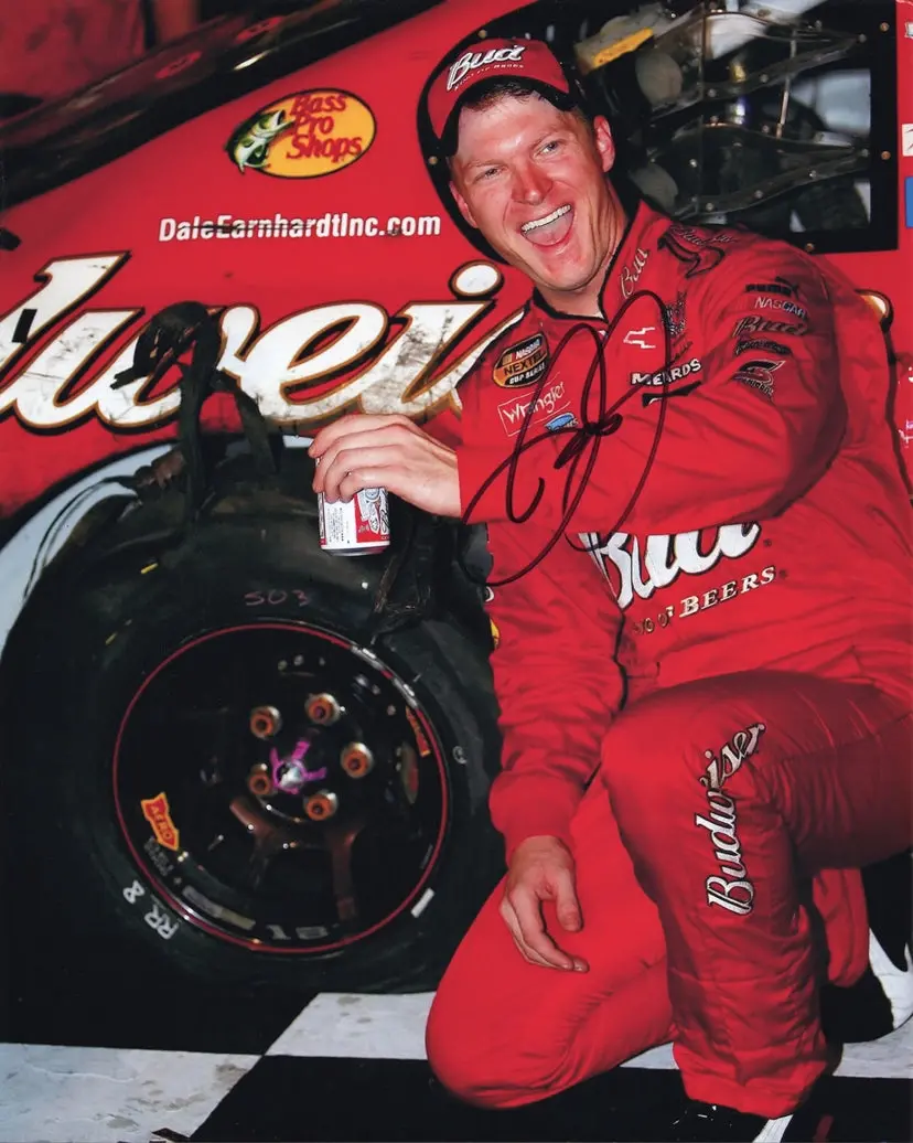 Autographed Dale Earnhardt Jr. #8 Budweiser Victory Lane Celebration (Post-Race Beer) Signed 8X10 Inch Picture Nascar Glossy Photo With Coa 1