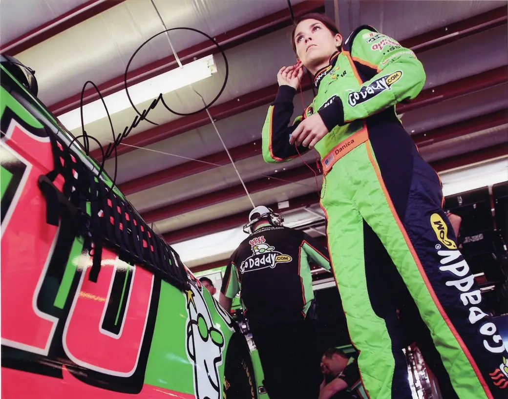 Autographed Danica Patrick #10 Godaddy Racing - Pink Numbers (Garage Area) Signed 8X10 Inch Picture Nascar Glossy Photo With Coa 1