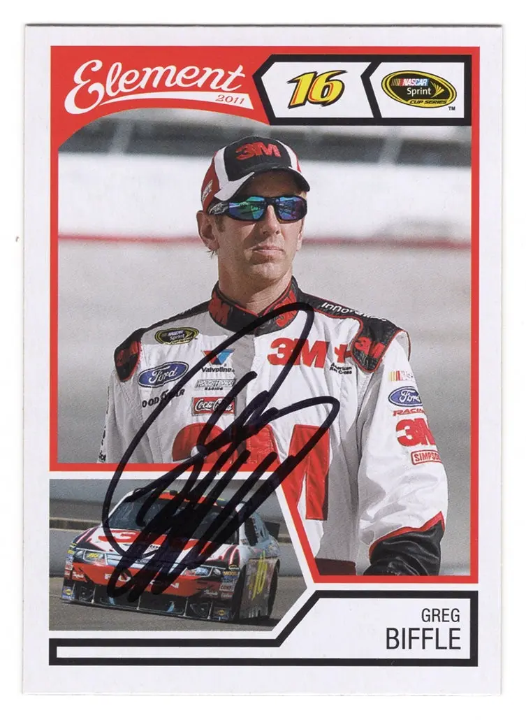Autographed Greg Biffle 2011 Wheels Element Racing (#16 Roush 3M Car) Sprint Cup Series Signed Nascar Collectible Trading Card With Coa 1