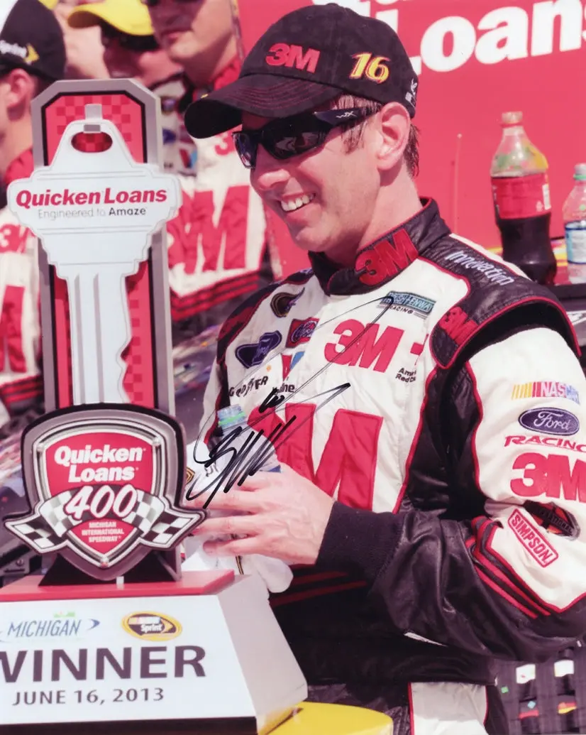 Autographed Greg Biffle 2013 Michigan Race Win (Pure Michigan 400) Victory Lane Trophy Signed 8X10 Inch Picture Nascar Glossy Photo With Coa 1