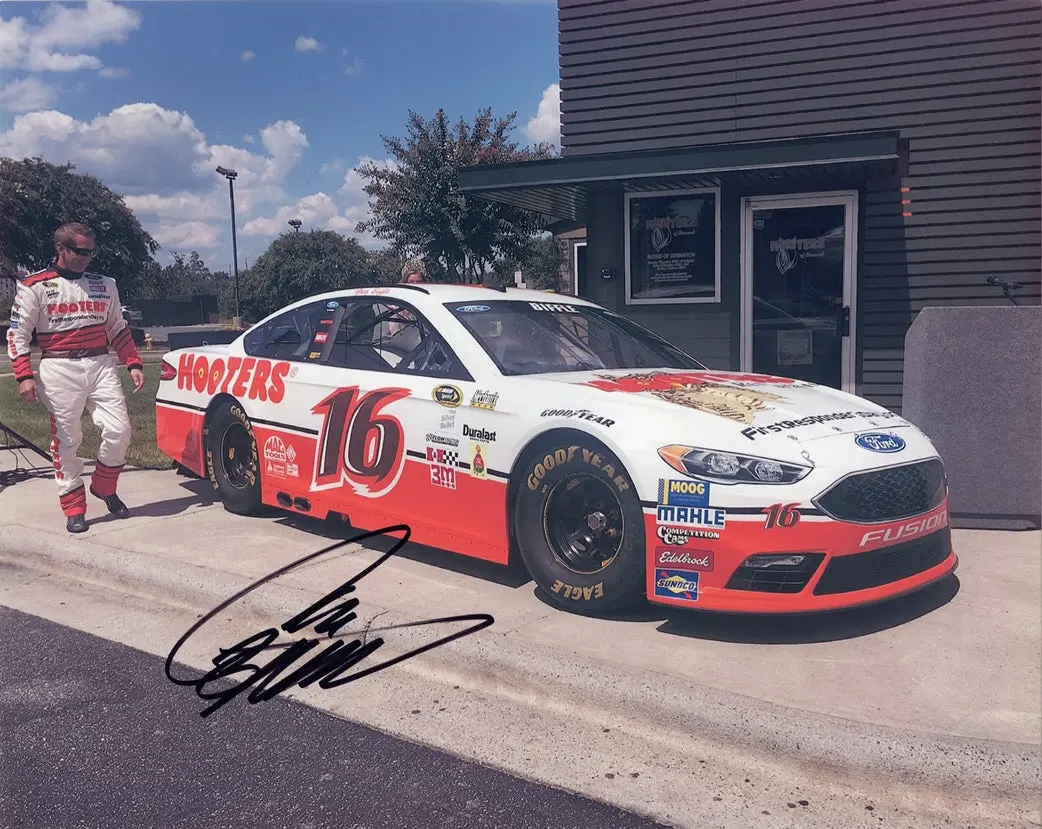 Autographed Greg Biffle 2016 Hooters Racing - Darlington Throwback Car Rare Signed 8X10 Inch Picture Nascar Glossy Photo With Coa 1