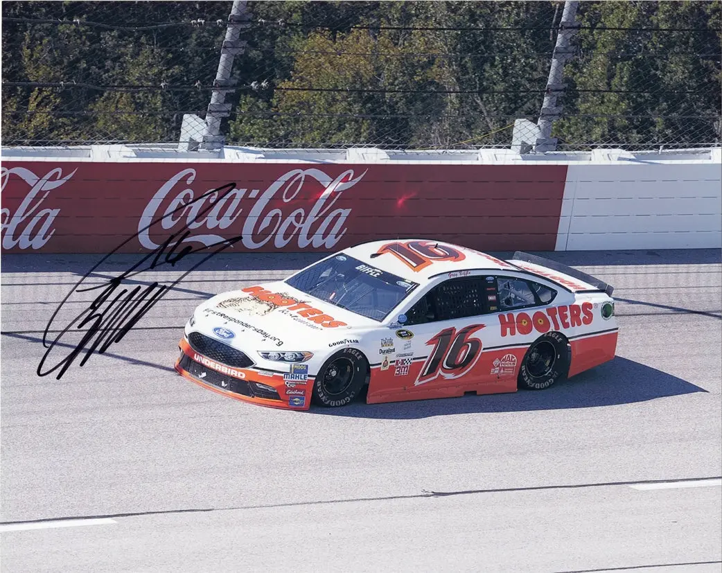Autographed Greg Biffle 2016 Hooters Racing - Darlington Throwback Race (Rare Paint Scheme) Rare Signed 8X10 Inch Picture Nascar Glossy Photo With Coa 1