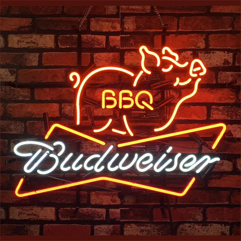 Pig Bbq Budweiser Beer Neon Sign Light 1