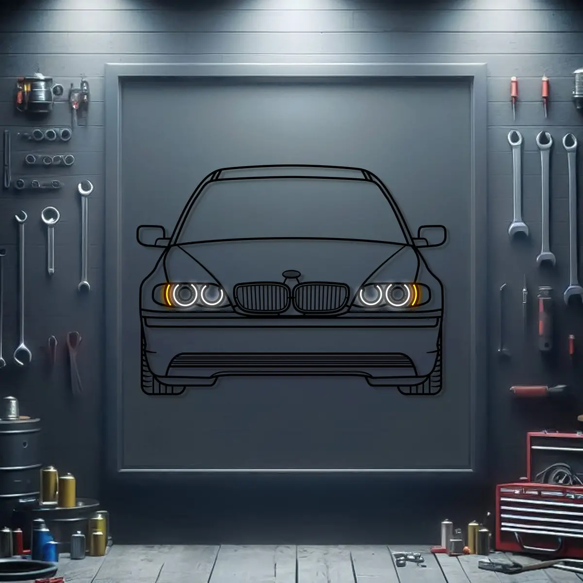 2001 325I E46 Front View Metal Neon Car Wall Art -Mtn0254 1