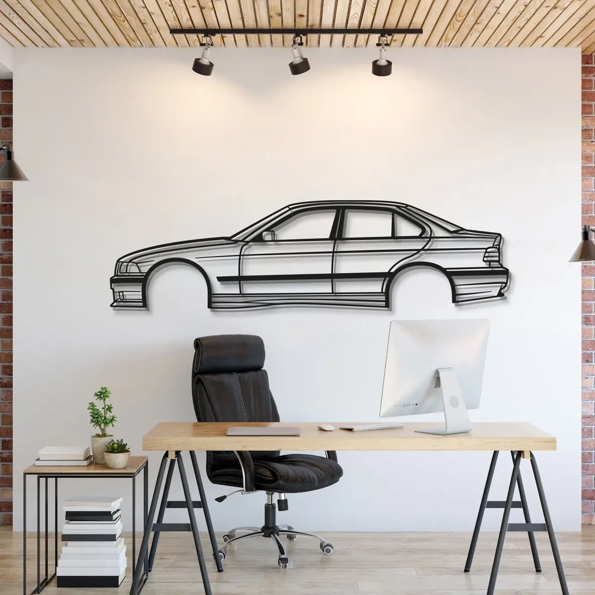 E36 M3 Sedan No Spoiler Metal Car Wall Art - Mt0948 1