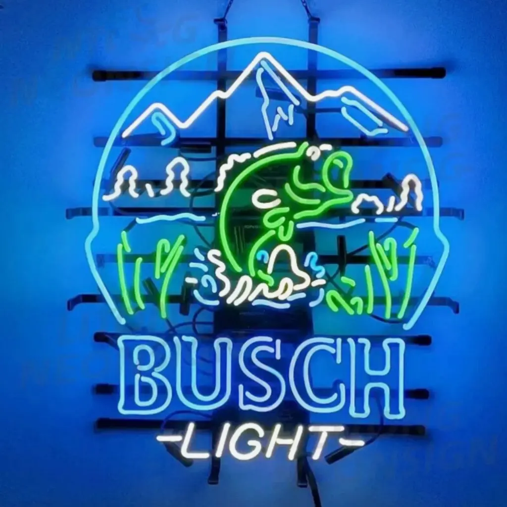 Fishing Bass Fish&Busch Light Neon Signs 1