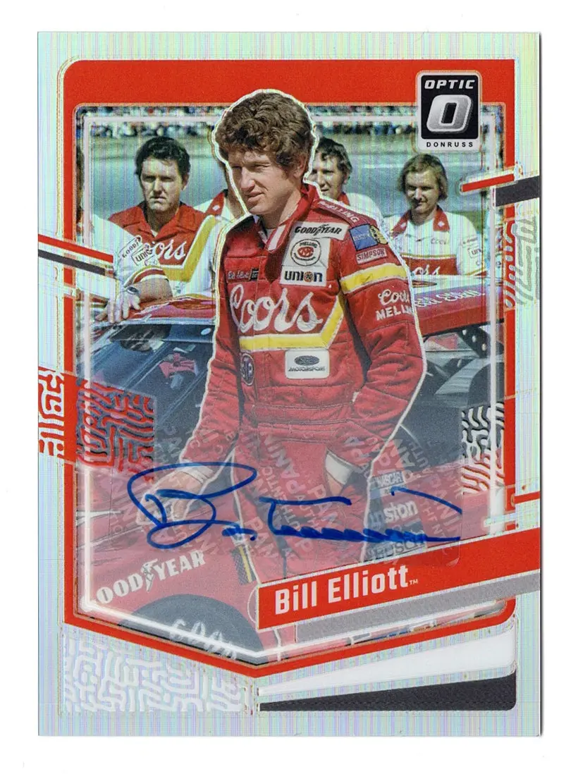 Bill Elliott 2024 Donruss Optic Racing Silver Prizm Autograph (#9 Coors Team) Signed Nascar Insert Trading Card 1