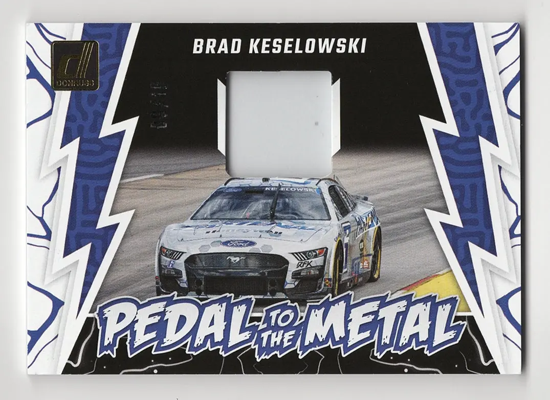 Brad Keselowski 2024 Donruss Racing Pedal To The Metal (Race-Used Sheetmetal) Rare Gold Insert Nascar Collectible Insert Trading Card #09/10 (Only 10 Made) 1