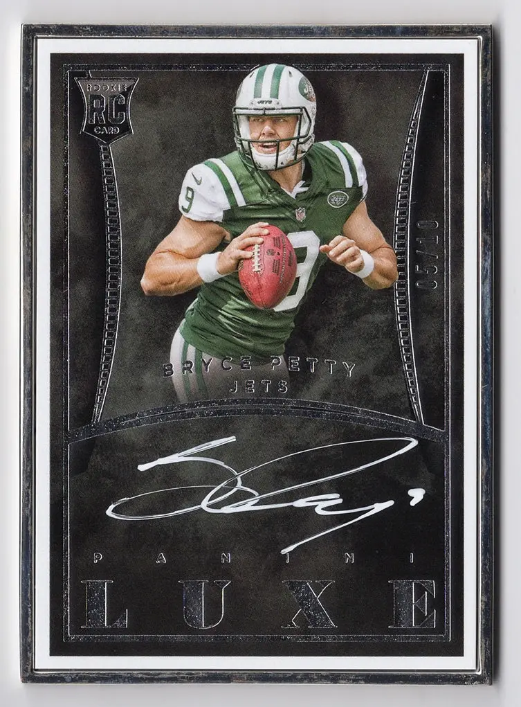 Bryce Petty 2015 Panini Luxe Football Rookie Autograph (New York Jets) Rare Silver Metal Frame Signed Nfl Collectible Trading Card #05/10 1