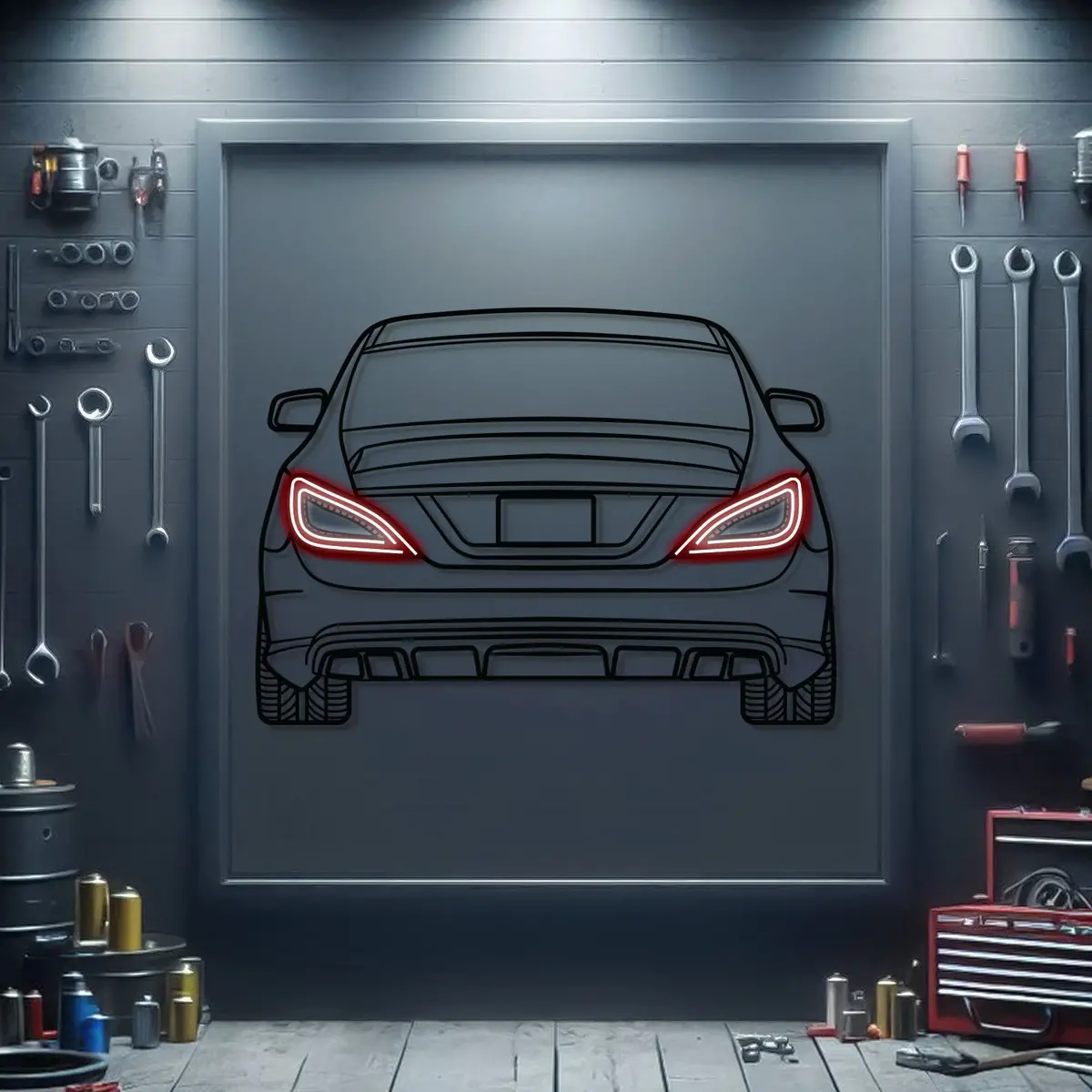 Cls Amg 63 Back View Metal Neon Car Wall Art - Mtn0077 1