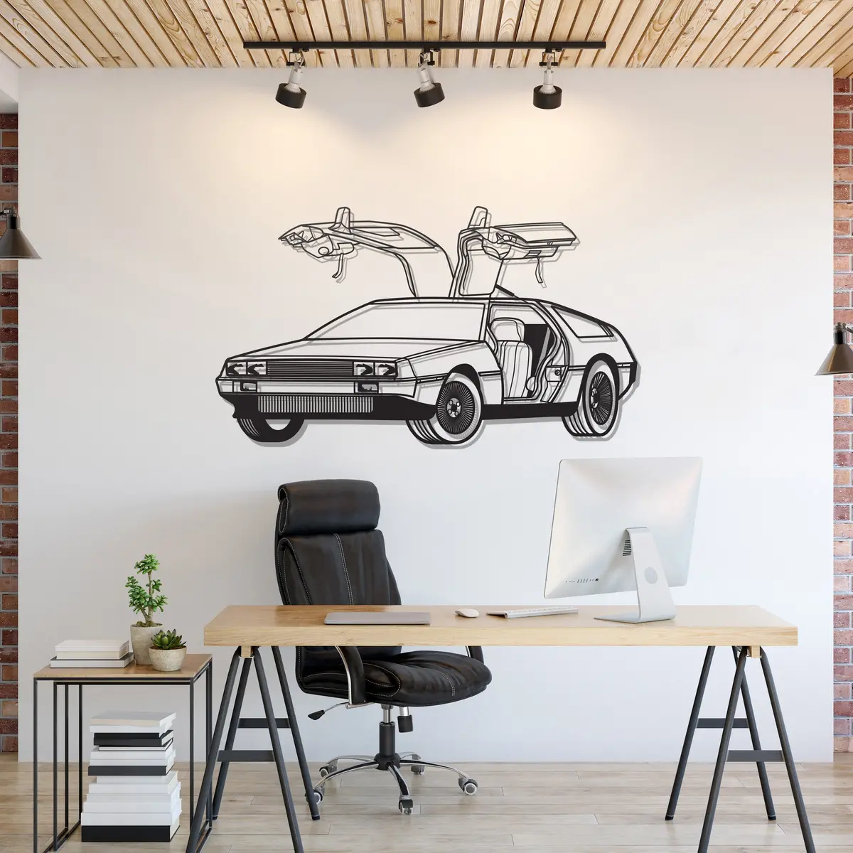Delorean Perspective Metal Car Wall Art - Mt1218 1