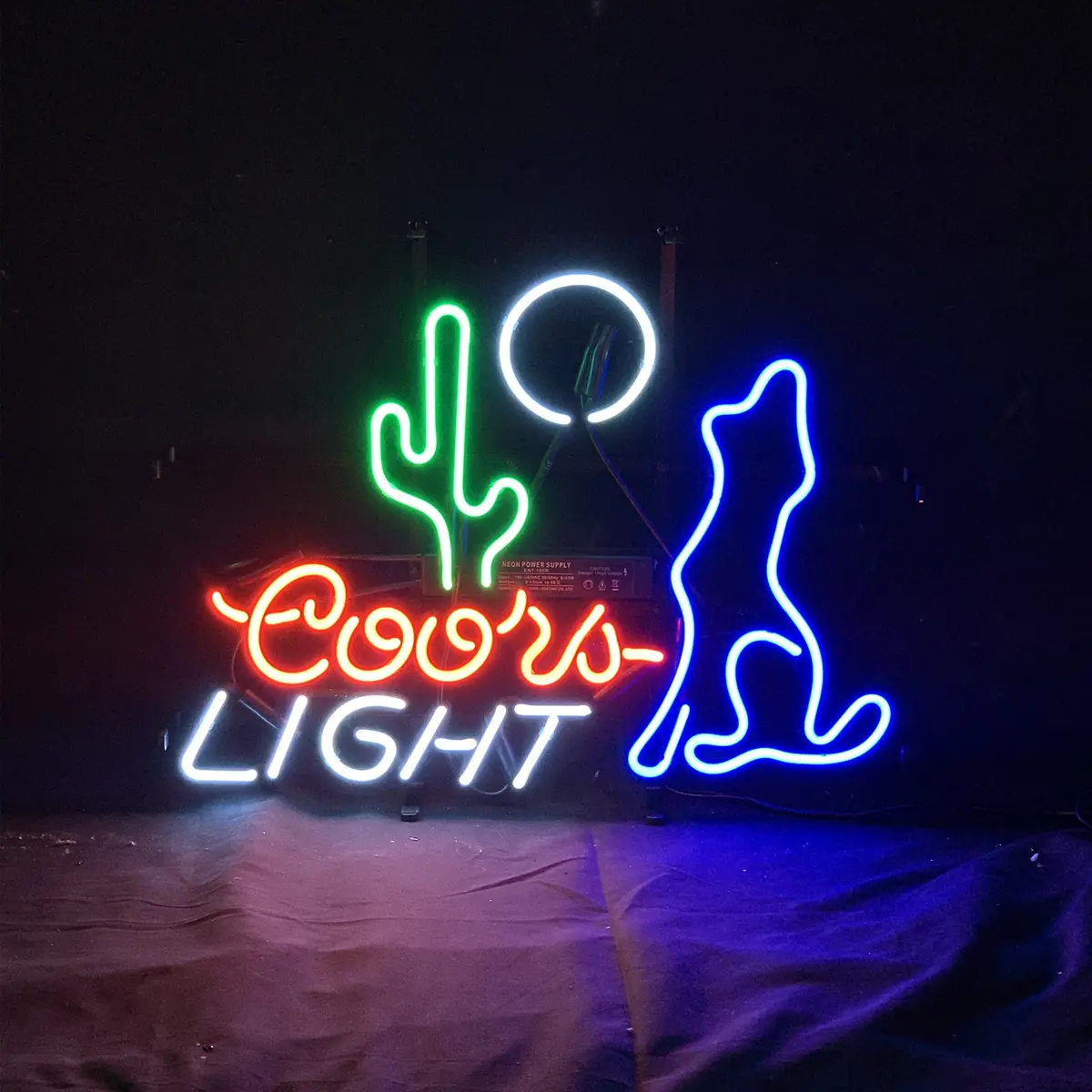 Cactus Moon Wolf Coyote Coors Light Beer Neon Signs 1