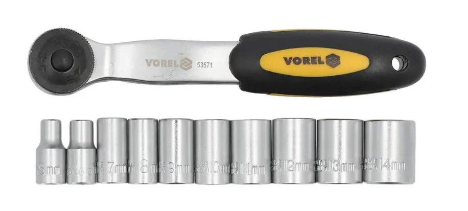 Juego De Socket 1/4" Y Ratchet 11 Piezas 5-14 Mm | Vorel 1