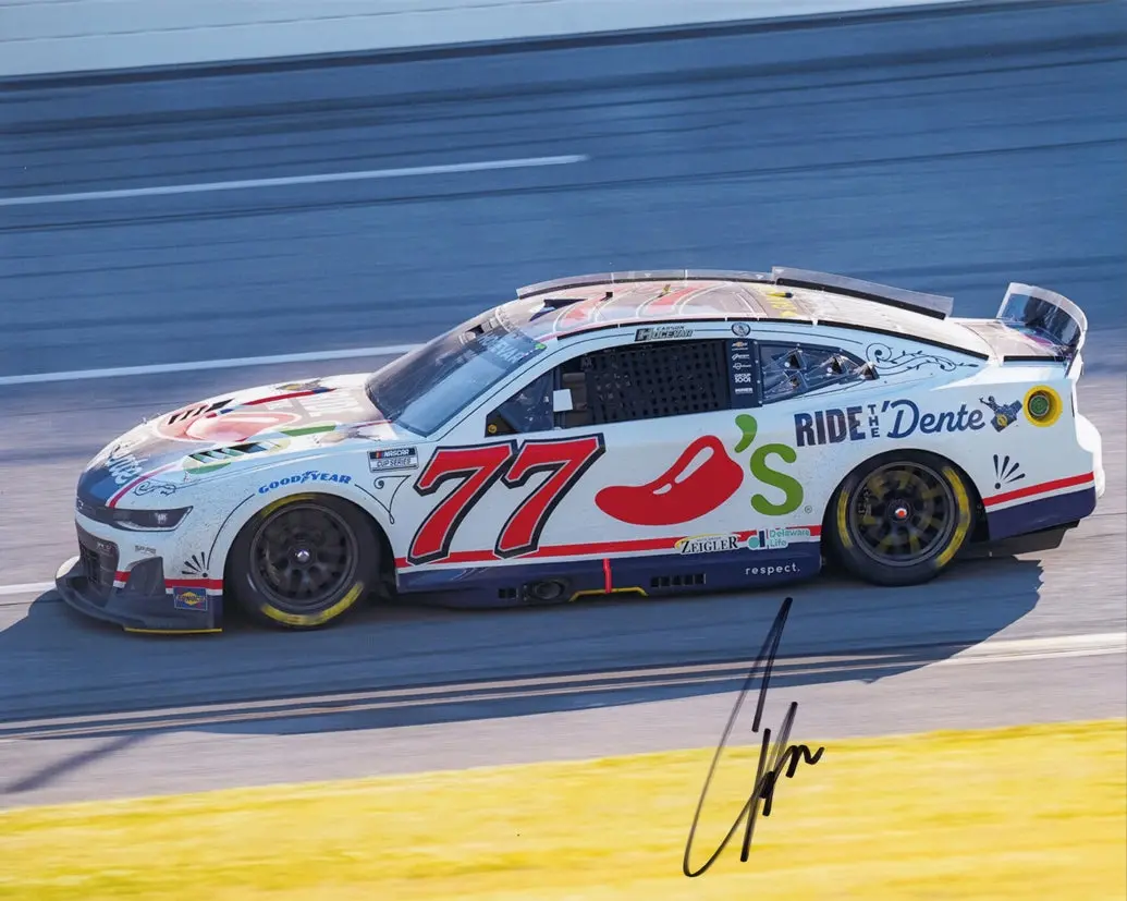 Autographed 2025 Carson Hocevar #77 Chilis Racing - Ride The Dente (Spire Motorsports) Signed 8X10 Inch Picture Nascar Glossy Photo With Coa 1