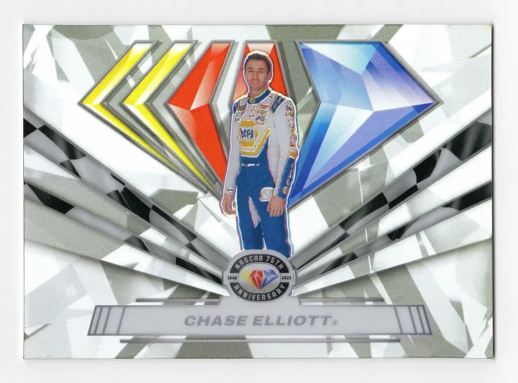 Chase Elliott 2023 Panini Chronicles Prizm Racing Diamond Anniversary Rare Ssp Insert Nascar Trading Card 1