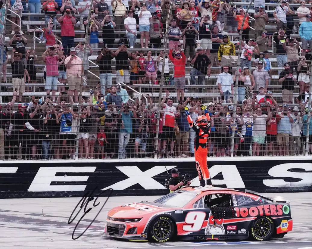 Autographed 2024 Chase Elliott #9 Hooters Racing - Texas Win (Victory Celebration) Signed 8X10 Inch Nascar Glossy Photo With Coa 1