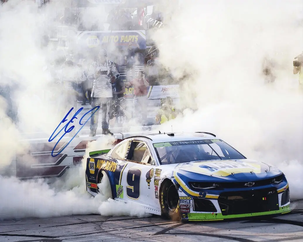 Autographed 2018 Chase Elliott #9 Napa Racing - Dover Race Win (Victory Burnout) Signed 8X10 Inch Picture Nascar Glossy Photo With Coa 1