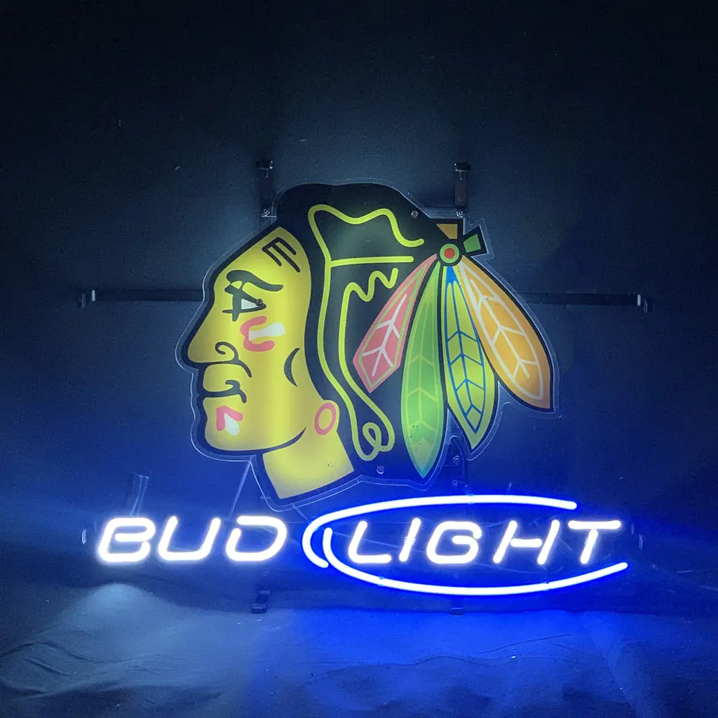 Chicago Blackhawks Hockey Bud Light Neon Signs Light 1
