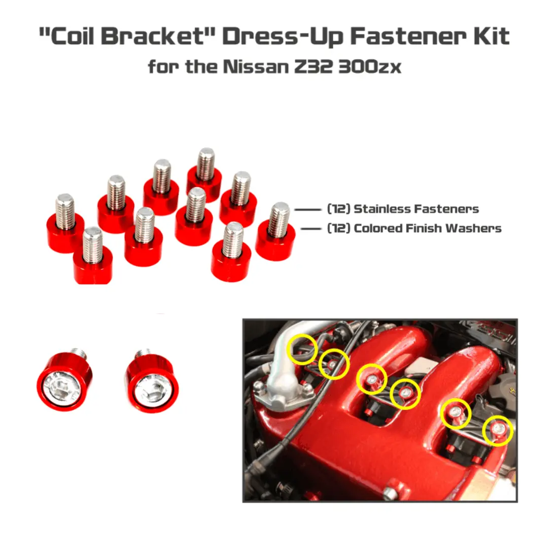 Zspec Coil Brackets Fastener Kit For '90-96 Nissan 300Zx Z32, Stainless & Billet 1