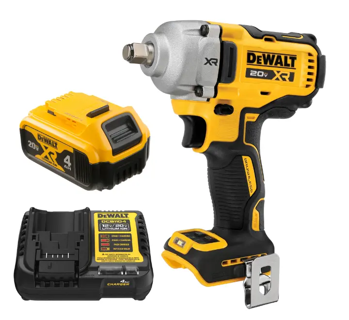 Llave De Impacto 1/2" 20 V 600 Lb/Ft (Solo Herramienta) + Dcb204 (Batería 4 Amp) + Cargador Dewalt | Dewalt 1