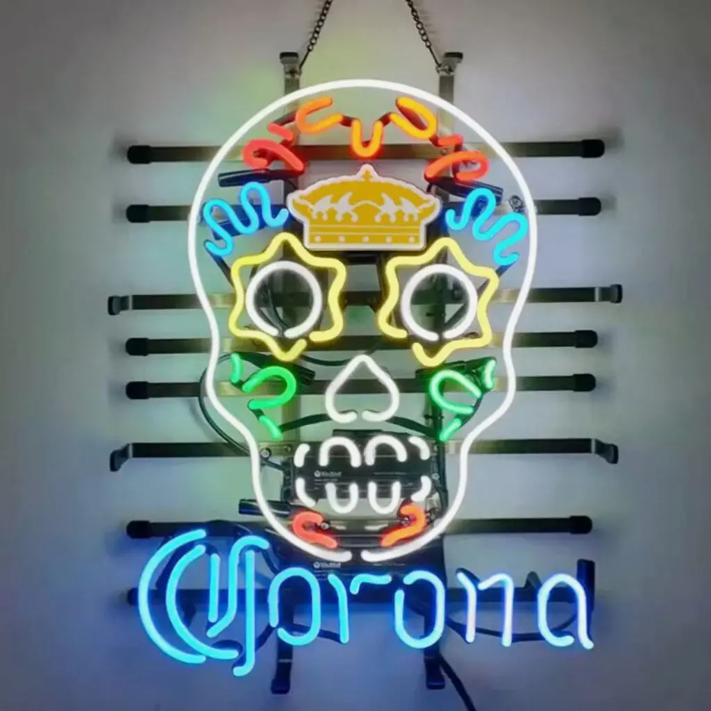 Corona Extra Dia De Los Muertos Hanuted Skull Neon Signs 1