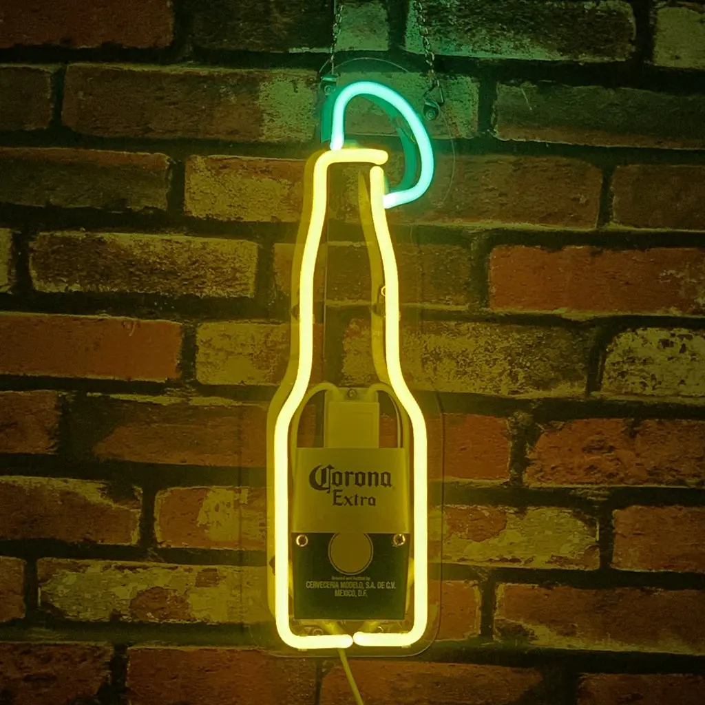 Corona Extra Bottle With Lime Neon Signs 1