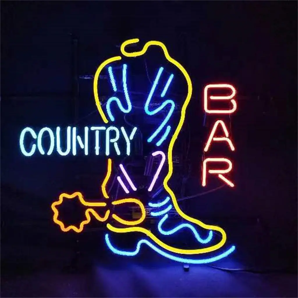Country Bar With Cowboy Boot Neon Signs 1