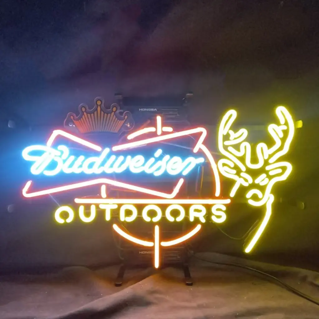 Budweiser Outdoors Deer With Crown Neon Signs 1