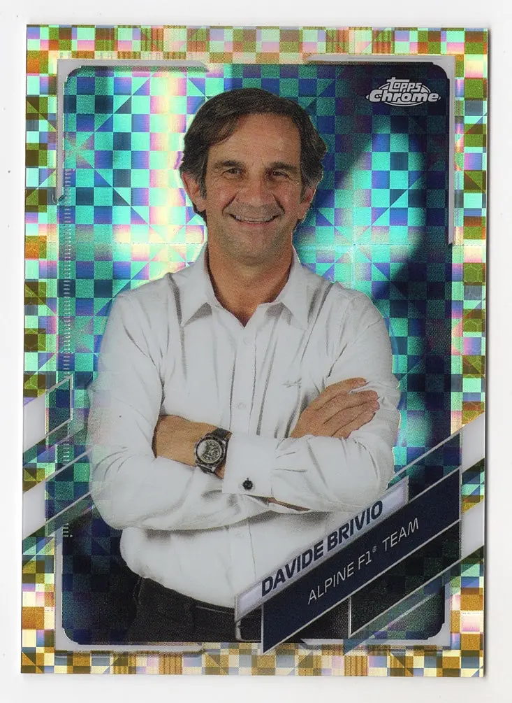 Davide Brivio 2021 Topps Chrome F1 Gold Checker Flag Refractor (Alpine Formula 1 Team) Rare Collectible Insert Trading Card #14/50 (Only 50 Made!) 1
