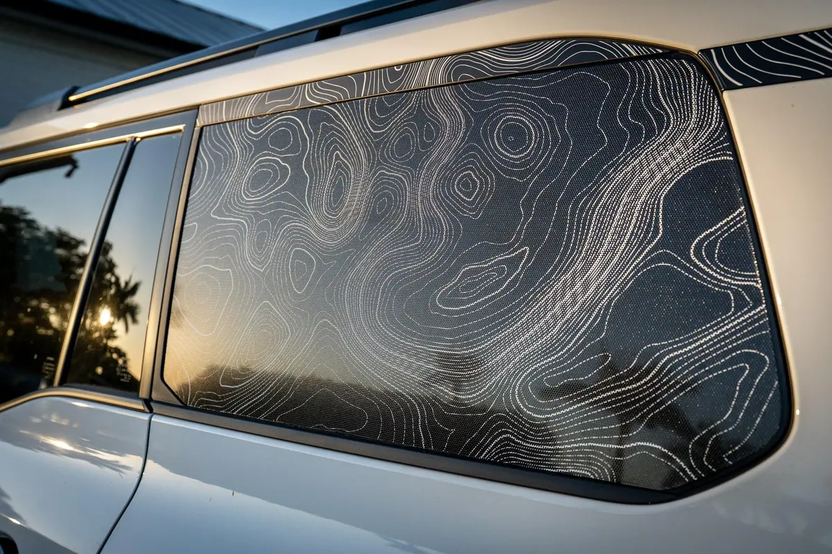 Topographic Rear Window Map Overlays V3 (Perforated) - 2024+ Land Cruiser 1