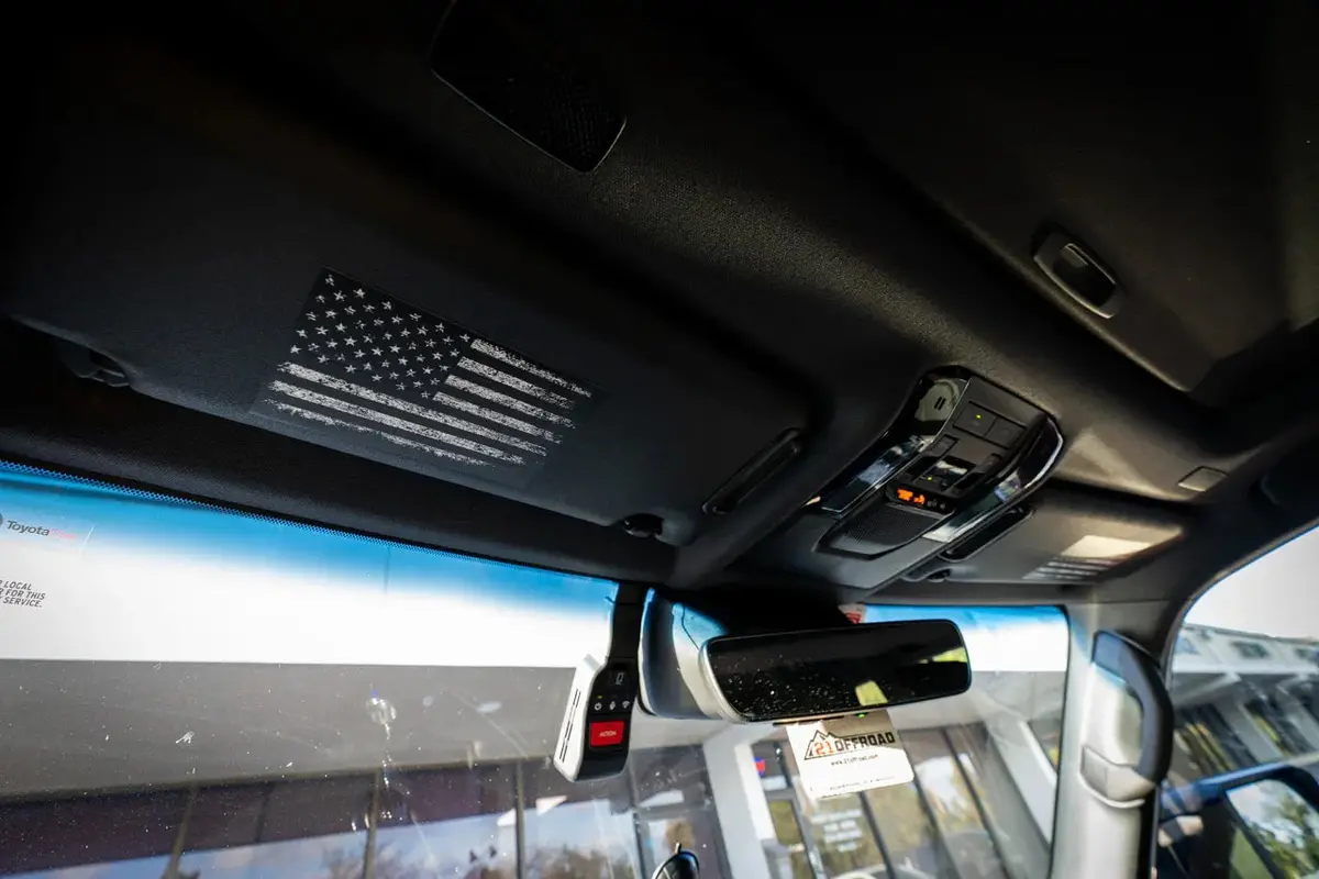 American Flag Sun Visor Warning Overlays - 2024+ Land Cruiser 1