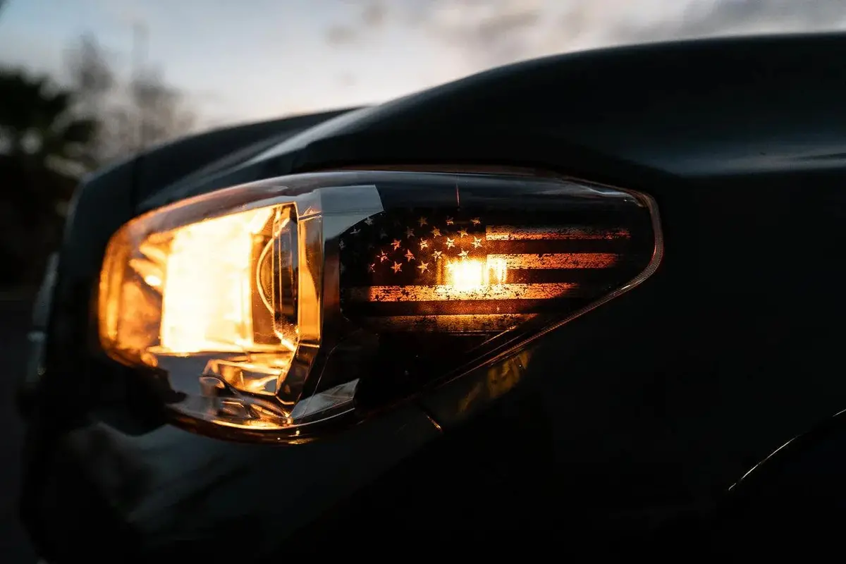 Distressed American Flag Front Sidemarker Overlays - 2016-2023 Tacoma Halogen 1