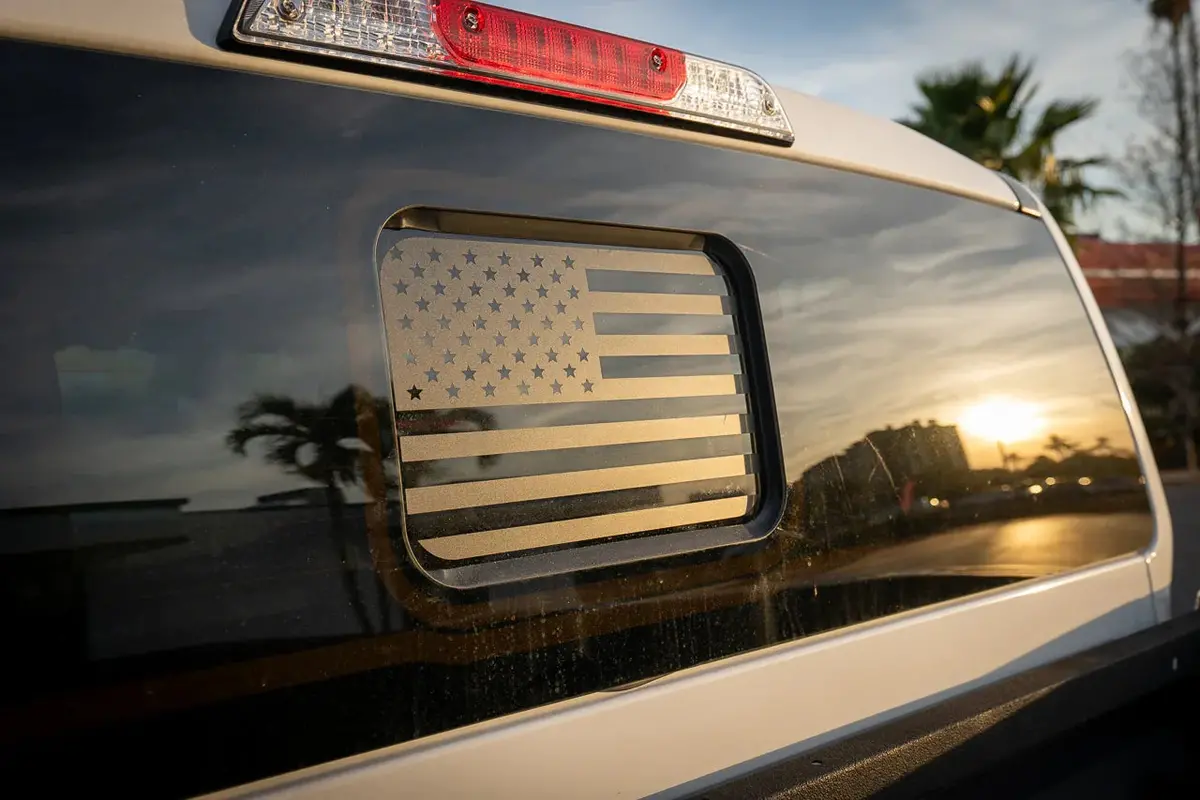 American Flag Rear Window Overlay - 2024+ Ranger W/ Small Center Rear Window 1