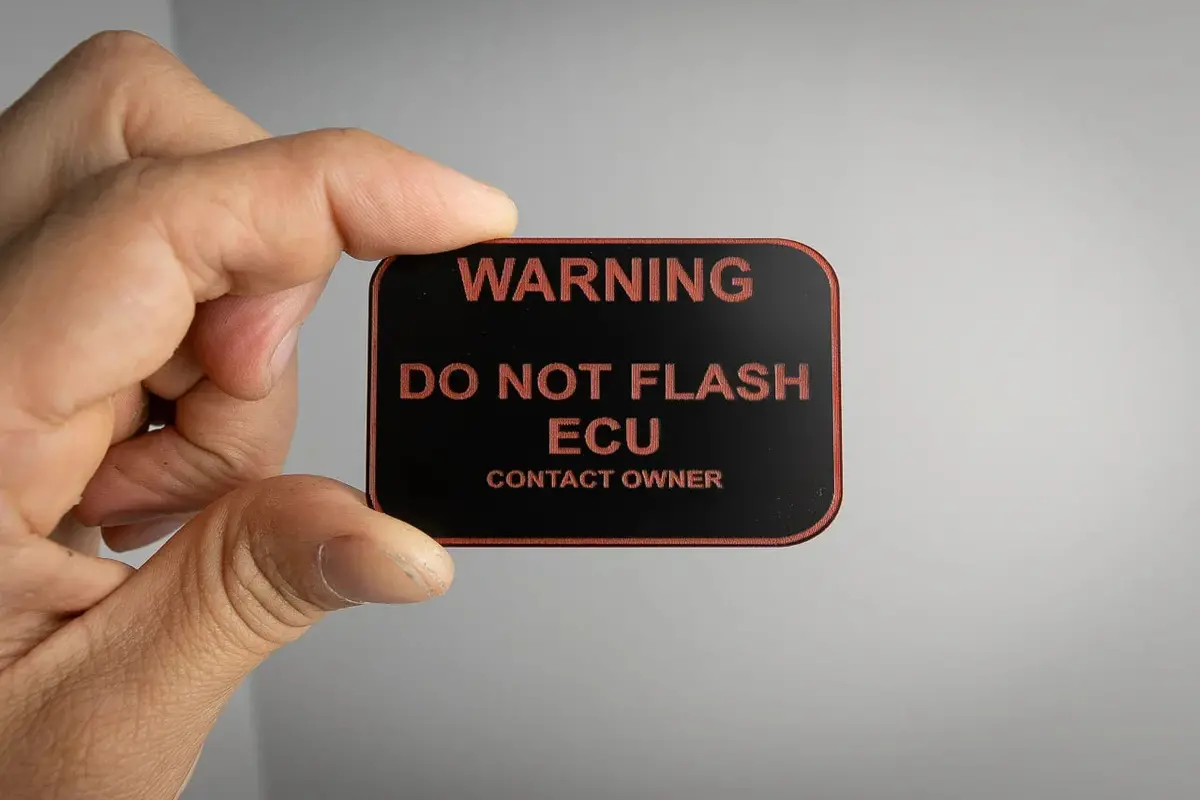 Acrylic Warning Do Not Flash Plate (Obd Port) - Universal 1