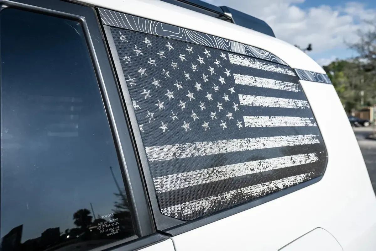 American Flag Rear Window Overlays V2 (Perforated) - 2024+ Land Cruiser 1