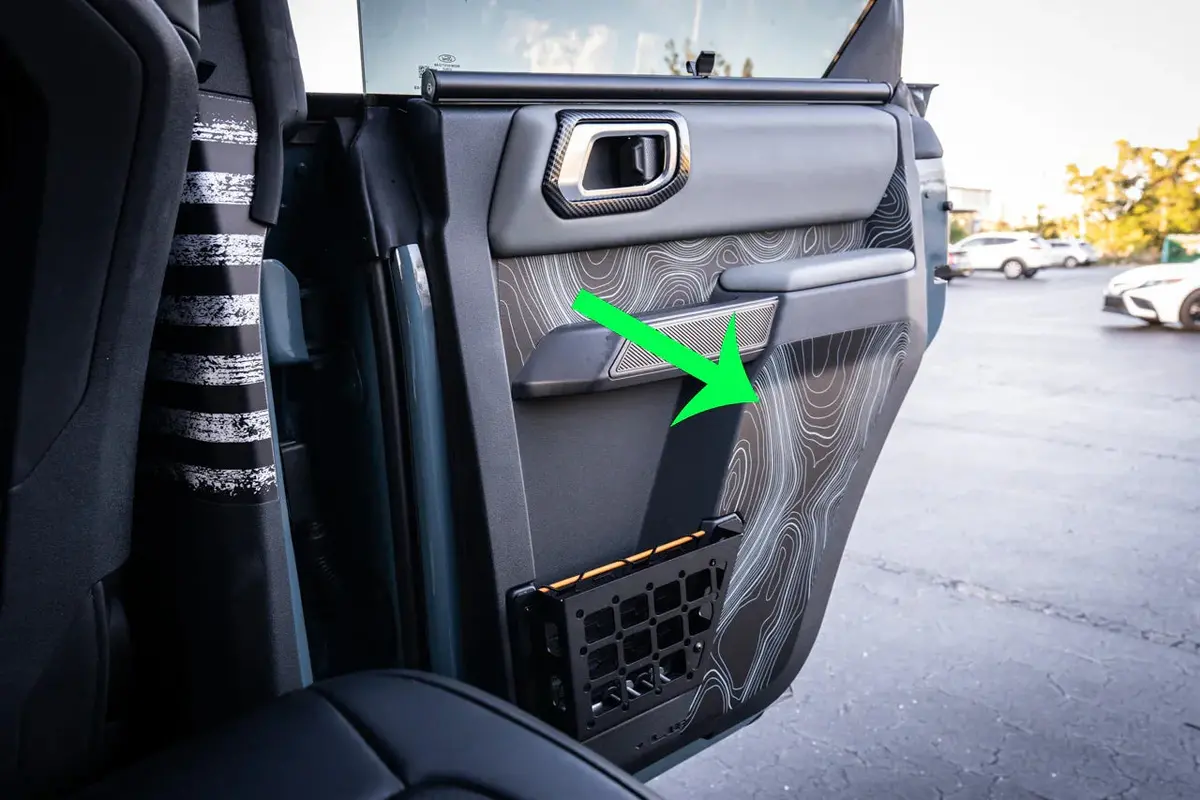 Topo Rear Interior Lower Door Card Insert Overlays (Printed Series) - 2021+ Bronco 4 Door 1
