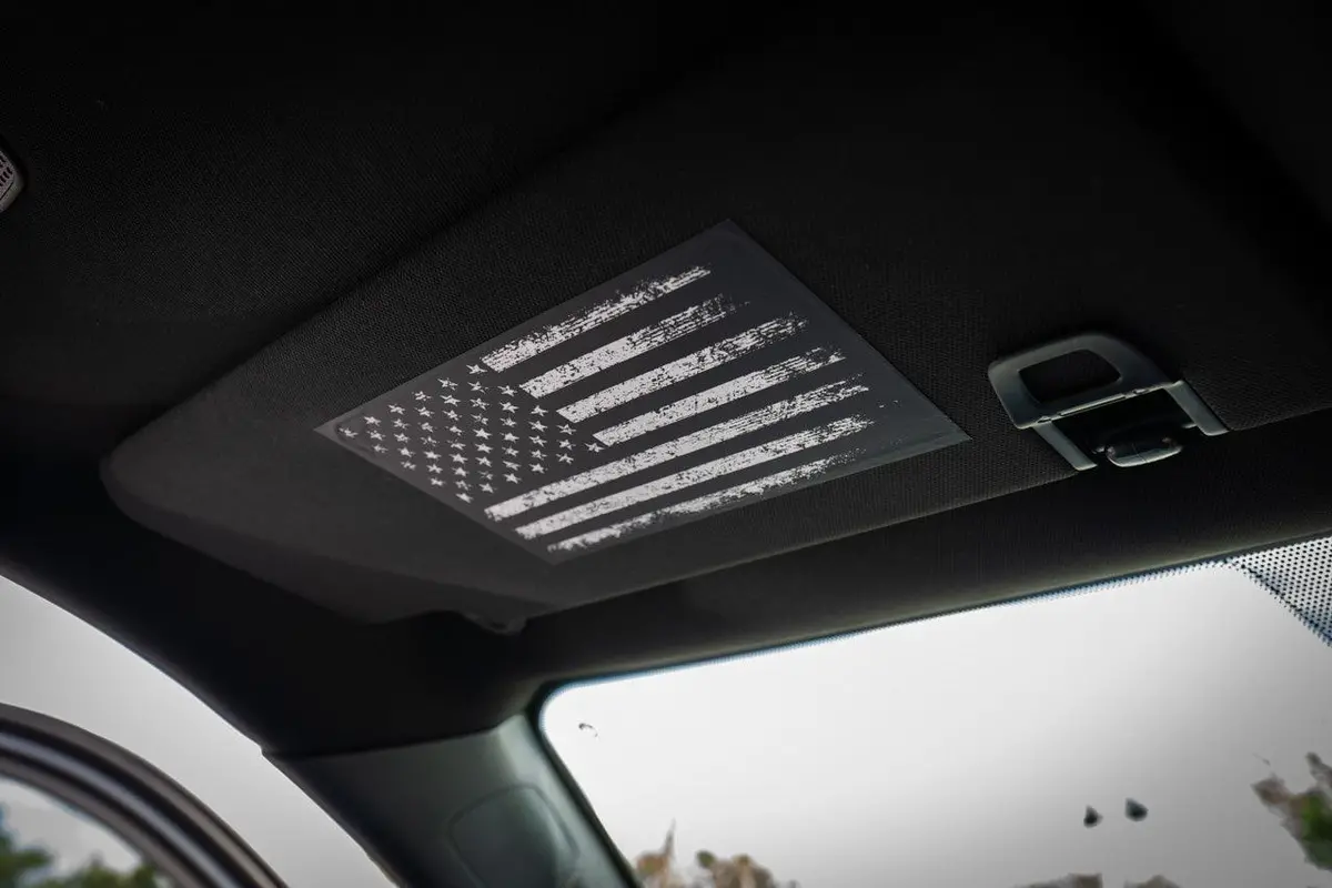 Sun Visor Airbag Label Distressed American Flag Overlays - 2024+ Tacoma 1