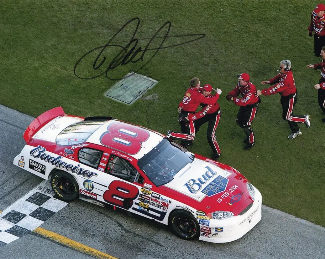 Autographed 2004 Dale Earnhardt Jr. #8 Budweiser Daytona 500 Race Win (Victory Celebration) Signed 8X10 Inch Picture Nascar Glossy Photo With Coa 1